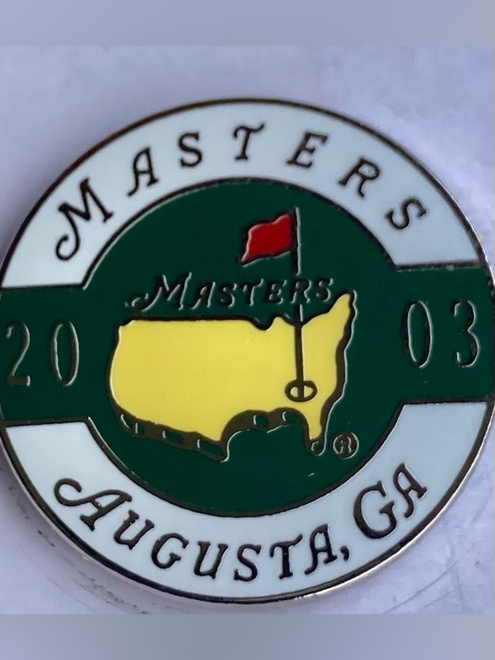 Masters Golf Augusta National Tournament 2003 Ball Marker Green, Yellow, White